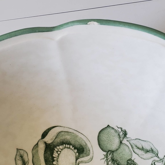 Garantito per Alimenti Vintage Pasta Serving Bowl Green White Hand Painted - Picture 16 of 16